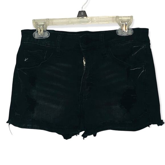 KanCan Black Distressed Denim Shorts – Size 24 - Picture 7 of 15